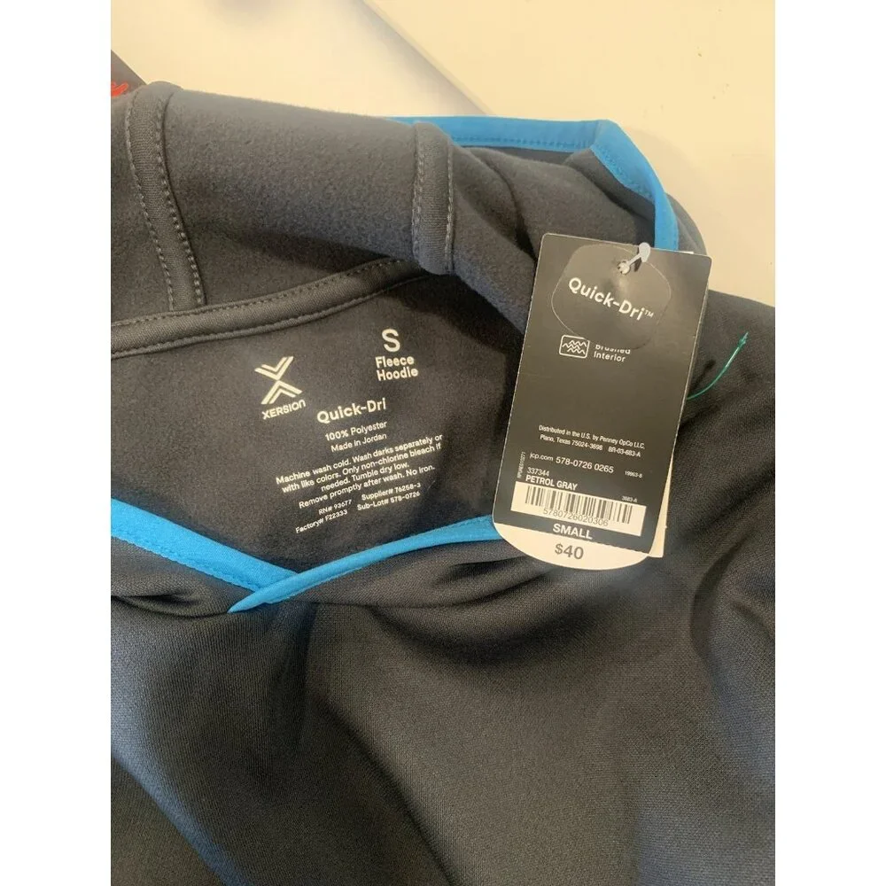 (C-199)Xersion Men’s Quick-Dri Fleece‎ Hoodie Black Pullover Athletic Sweatshirt